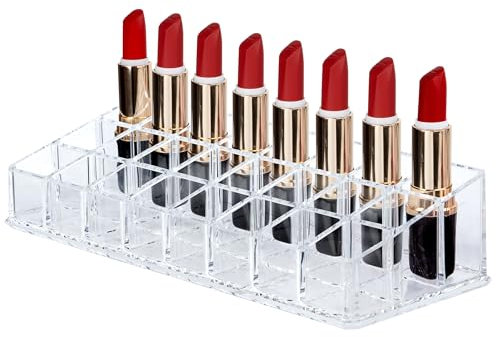 Yesaler Acryl Lippenstift Organizer Transparente Lippenstift Halter Kosmetik Display Ständer für Kosmetik 24 Plätze