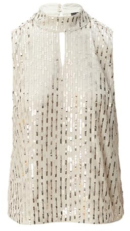 comma Blusentop mit Pailletten helles beige 46