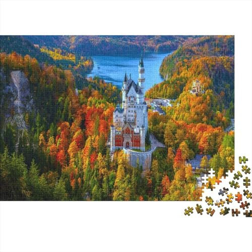 Schloss Neuschwanstein Puzzle Erwachsene 1000 Teile Puzzle Deutschland Holzpuzzle Erwachsener Hochwertig Für Die Ganze Familie Unmögliches DIY Kreative Moderne Wohnkultur 1000pcs (75x50cm)