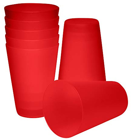 S&S-Shop Bicchiere da 400 ml, colore e quantità a scelta, in plastica rigida per feste, per bambini, in plastica impilabile, 0,4 l, riutilizzabile, per spazzolini e bicchieri da cocktail (25, rosso)