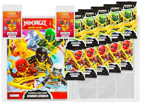 sefrado Bundle Exclusive Hüllen kompatibel mit Blue Ocean Ninjago Sammelmappe leer + 10 Booster Serie 9 Next Level Trading Card Game 2024