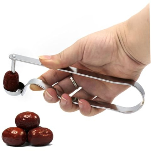 TOPPERFUN Sbucciatore e Levatorsoli per Ciliegie e Datteri in Acciaio Inox, Utensile Cucina per Rimozione Torsolo Semplice e Duraturo, Accessorio Casa per Frutta Naturale