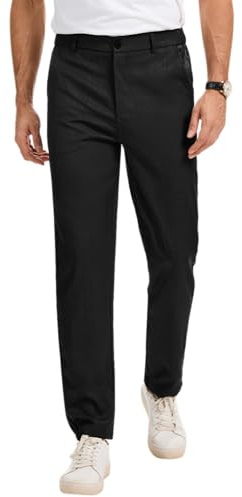 LVCBL Homme Pantalon de Costume à Taille Extensible Coupe Classique Noir XL