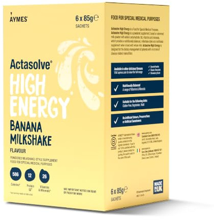 AYMES ActaSolve High Energy - Banana Milkshake - 36 Servings | High Calorie Nutritional Powder, Milkshake-Style, Gluten Free, Vegetarian, Halal & Kosher