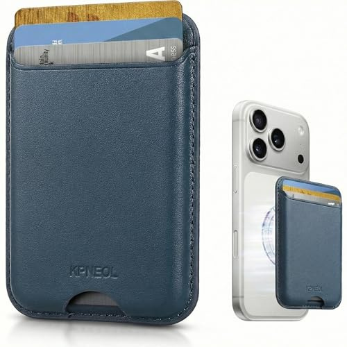 Magnetic Mag-safe Wallet Cell Phone Card Holder for Phone Case with Mag-Safe, Stronger Magnetic RFID Leather Stick on Phone Wallet Compatible with iPhone 17/16/15/14/13/12 Series,Navy Blue Color