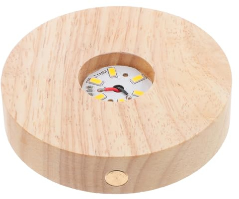 Toyvian LED Holzsockel, Mit Warmem Licht Kristallkugelständer und USB Betriebenem Leuchtsockel für Glasobjekte Vielseitiger Display Ständer für Kristallkunst und Dekoration PräSentation