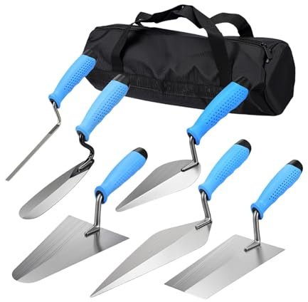 predolo Juego de Herramientas Manuales de Albañilería de 6 Piezas, Albañilería, Paletas de Ladrillo para Mortero,