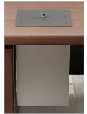 WRJAHCG Cubo De Basura Empotrable Encimera, Contenedor Encimera con Tapa, Acero Inoxidable Papelera Empotrada Tapa,Papelera Escritorio,Cubo Basura Baño, Diseño Integrado,Gray Lid + Can