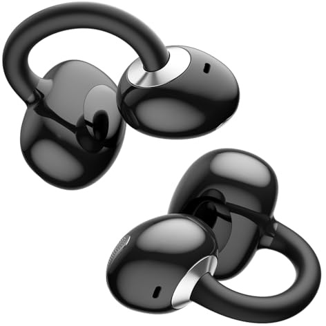 OHAYO Open Ear Earbuds, Clip On Earpbuds, Lightweight Comfort Wireless Clip On Earphones with Smart Digital Display, 40H, IPX6 Waterproof, Bluetooth 6.0 for Running Gym Outdoor Sports