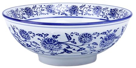 YARNOW Ciotola per Zuppa in Ceramica Blu Retrò Design ad Apertura Ampia, Facile da Pulire, per Pasta e Zuppe in Cucina