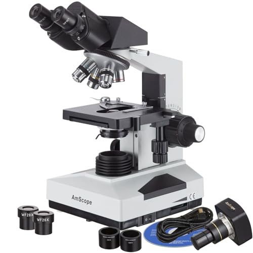 AmScope B490B-5M 40X-2000X Student Binokularmikroskop und 5MP Kamera