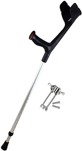 1x REBOTEC SOFT-GRIP Gehhilfe made in Germany Unterarm-Gehstütze Krücke mit Eiskralle (Farbe: schwarz)