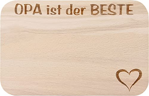 FABRIKSTORES Frühstücksbrettchen Buchenholz, Gravur Opa ist der Beste | aus Buchenholz, abgerundete Ecken, gute Qualität, Geschenkidee zum Mutter- oder Vatertag
