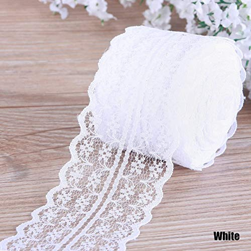 Snner Vintage schönen Bunt 10 M Retro Bestickt Spitzenbesatz Band Meterware für DIY handwerk, Weiß