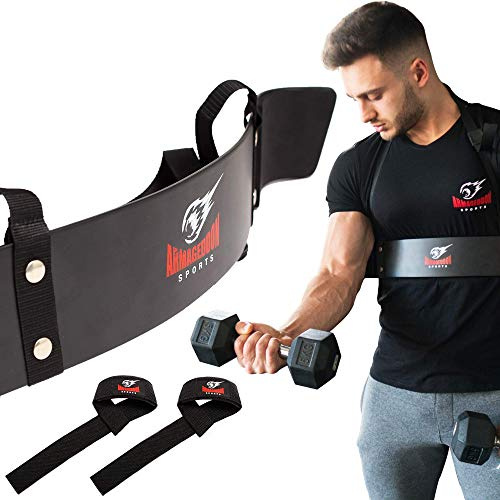 ARMAGEDDON SPORTS Arm Blaster per Bicipiti – Supporto Curl Braccia Palestra, Allenamento Bicipiti, Fascia Ergonomica Regolabile, Accessorio Bodybuilding per Uomo e Donna, Attrezzo Muscoli Braccia
