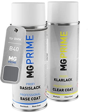 MG PRIME Autolack Set Spraydose für BMW B40 Liquid Blue Metallic + Klarlack | Set aus Basislack + Klarlack, Sprühdosen 400ml