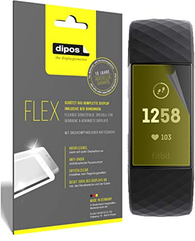 dipos I 3x Screen Protector compatible with Fitbit Charge 3 - Covers Screen 100% - Protective Film