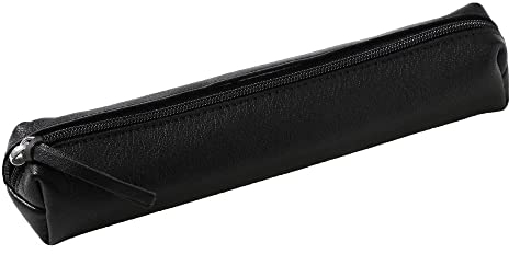 Clairefontaine 410001C Schlampermäppchen slim (aus Leder, 4x2,5x19,5 cm) 1 Stück schwarz