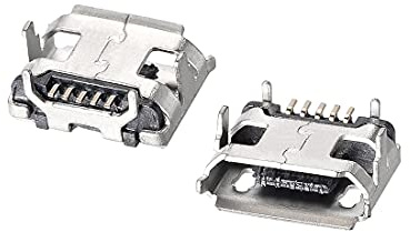 sourcing map 10 Stücke Micro USB Buchse Stecker, 5-Pin DIP 180 Grad, Reparatur Adapter Micro USB Female Curled Edge