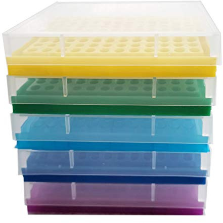 MUHWA PCR-Ständer, 96 Positionen (8 × 12), für 0,2-ml-PCR-Reaktionsgefäße, Polypropylen, Blau, 5er-Set