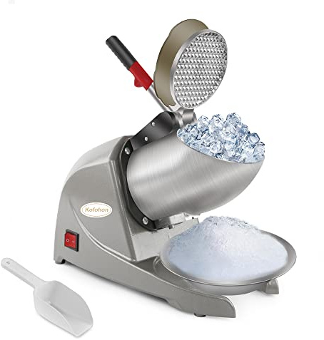KOFOHON Electric Ice Shaver, Shaved Ice Machine, Especially for Home Use Ice Crusher, Dual Stainless Steel Shaving Blades, Double Covers,176lbs per hour,300W/1440rpm,Upgraded Version.