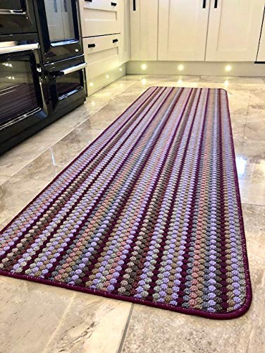 Jollys NEW VIOLET PURPLE LILAC BERRY COLOURED MODERN WASHABLE NON SLIP KITCHEN UTILITY HALL LONG RUNNER DOOR MAT RUG (7 (80X150CM)