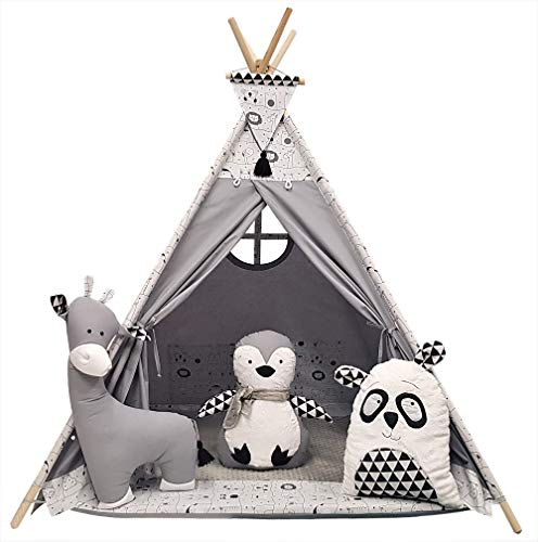 Izabell® Kinder Spielzelt Teepee Tipi Set für Kinder drinnen draußen Spielzeug Zelt Indianer Indianertipi mit Fenster Tipi mit Zubehör Tipizelt Zoo