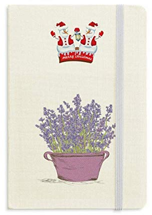 Notizbuch mit violettem Lavendel-Topf, Blume, Weihnachten, Schneemann, Hardcover, dick