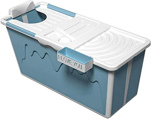 Portátil Bañera SPA Barril, Niños Adultos Baño SPA Desmontable Antideslizante Plegable Viaje Tamaño 120 X 53 X 63 Cm,Blue