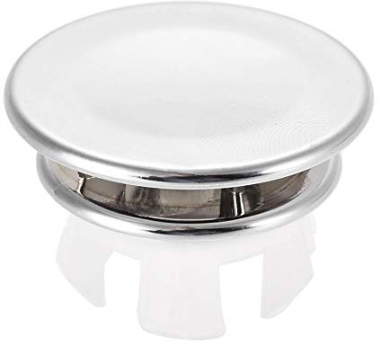 sourcing map Sink Basin Trim Overflow Cover Insert in Hole Round Caps Silver Tone 33 x 20mm 6pcs