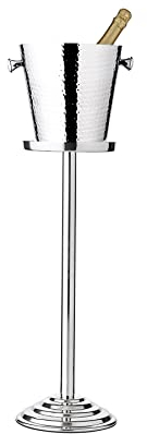 EDZARD Sektkühler Valencia, gehämmert, mit Ständer, Edelstahl, mit Griffen, für 1 Flasche - Getränkekühler, Flaschenkühler, Weinkühler, Champagner Kühler, Eiseimer