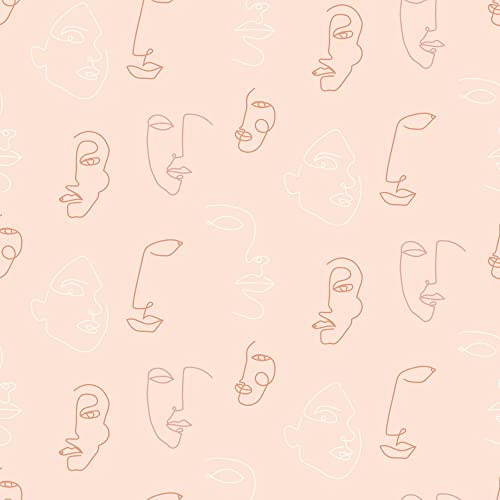 furn. Kindred Abstract Faces Printed Wallpaper, Blush Pink