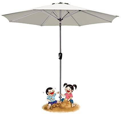 HDZNDH Parasol Terraza, Sombrilla Playa, Ø270 cm, sombrilla Resistente al Viento, protección UV 50, Parasol de Jardín with 8 Costillas, for terraza jardín Playa balcón Piscina Patio (Color : White)