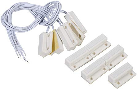 Magnetischer Reed-Schalter,Magnetschalter, 5 Stück Mc-38 Einbau-Tür-Fenster-Sensor-Magnetschalter mit Selbstklebendem Papier für Haussicherheits- und Einbruchmeldesysteme, Magnetschalter kabelgeb