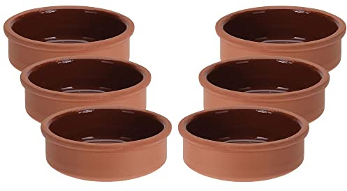 Annastore Cazuelas 6er Set Ø 12 cm Vintage Tonschalen für Tapas & Dips | Ofenfest, mediterranes Design, hochwertig handveredelt, für Creme Brûlée, kleine Speisen & Servieren