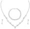 Yolev Brautschmuck Set Silber - Hochzeitsschmuck Strass Kristall Halskette Armband Anhänger Ohrring Set - Prom Kostüm Schmuckset für Braut Party