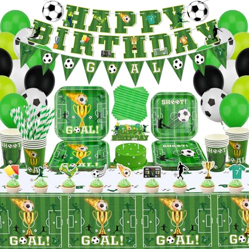 Inspireyee 174 Pack Football Party Supplies Sports Theme Birthday Decorations Football Party Plates Set Football Theme Tableware Set for Sports Birthday Decorations Serves 20 Guests