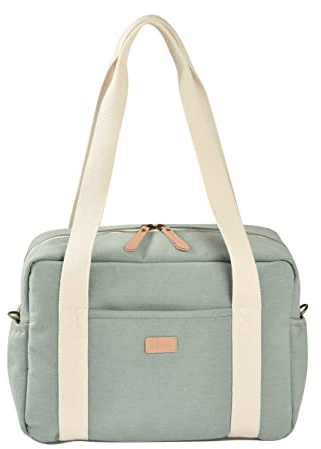 BÉABA, Wickeltasche für Babys, Mehrere Fächer, 10 Taschen, Reißverschluss Trolley-Koffer, Schultergurt, Isotherm-Tasche, Wickelunterlage, Wasserabweisend, Inhalt 16L, Tasche Paris, grun