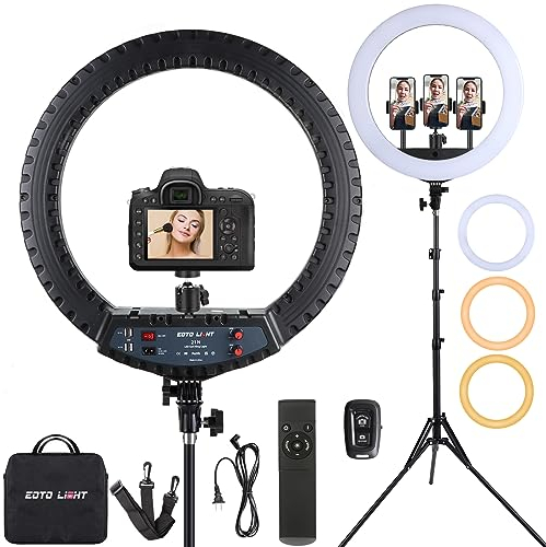21 inch LED Ring Light with Tripod Stand, Video Ring Light for Photography Vlog Recording Conference Meeting Studio Portrait YouTube TikTok Makeup with Remote Control, CRI>97