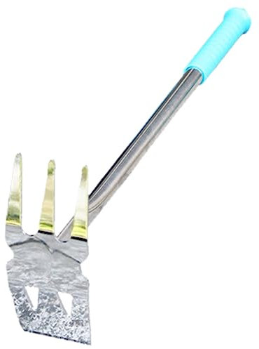 Jardinage en acier inoxydable Petite houe Outils de légumes ménagers Creuser pousses désherbage Take Sea Drive Pioche agricole Râteau à double usage Destructeur de pissenlit pour pelouse (D, 43 x 16 x