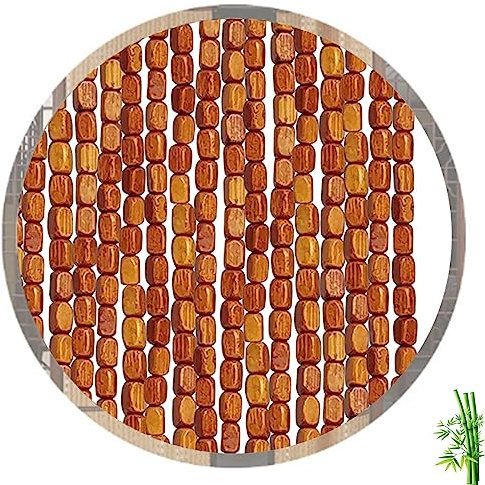 Natural Wood Beaded Curtains,Hanging Bamboo Bead Curtains,String Door Curtains,Divider Decorative Bead Curtain Panels,Fly Screen,for Bedroom Kitchen Balcony Patio Doorway,W×H-120strands(120×150cm)