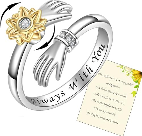 Omfamnande ring i 925 sterlingsilver för kvinnor, ”I Love You Forever” ingraverad, present till mamma, syster eller vän, smycke med öppna händer som symboliserar vänskap och kärlek