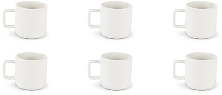 Excelsa Nordic Lot de 6 tasses à café blanches en céramique Stoneware, capacité 80 ml.