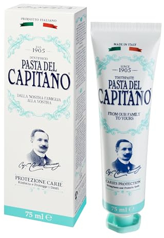 Pasta del Capitano 1905, Pasta de Dientes Protección contra Caries, Solución Ideal para una Protección Completa contra Placa y Caries, Acción Antibacteriana, 100% Made in Italy, Tubo de 75 ml