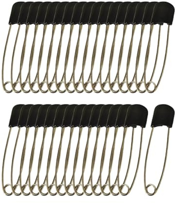 JIHUOO 50 Pcs Large Baby Diaper Pins Craft Clothes Safety Pins Tag Fastening Pins Fabric Sewing Safety Pins Art Crafting Safety Pins with Locking Closures Black