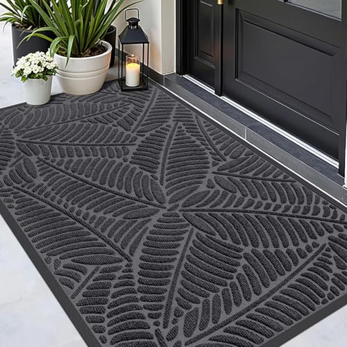 Homaxy Door Mats Indoor Outdoor, 60x90cm, Grey