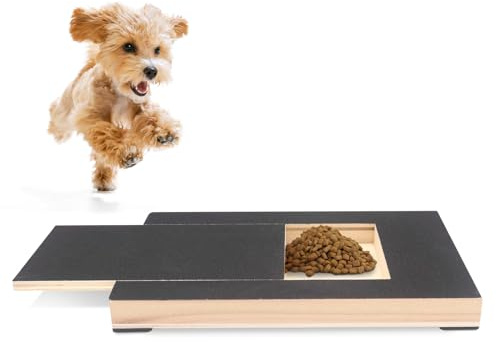 MoYouno Dog Nail Scratch Board File,Dog Claw Scratch Pad,Nail File Toy (L) | Dog Scratch Pad with Treat Box,Wooden Nail File Board with Built, Grinder Self Scratcher