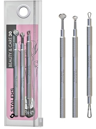 STALEKS PRO Komedonenentferner, Kosmetik, Mitesserentferner, Edelstahl, Beauty&Care 30
