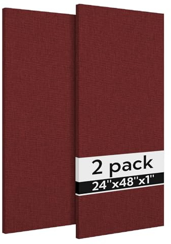 Olanglab Acoustic Panels 2 Pack, 48''x24'' Large Sound Panels, Fabric Wrapped Sound Proof Foam Panels for Walls, Sound Absorbing Panels for Recording Studio Acoustical Treatments (Burgundy)