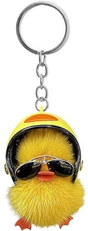 Porte-clés à fourrure de canard jaune, ornement de sac à dos, accessoire de sac à main, porte-clés, accessoires de canard, original et unique pour hommes et femmes